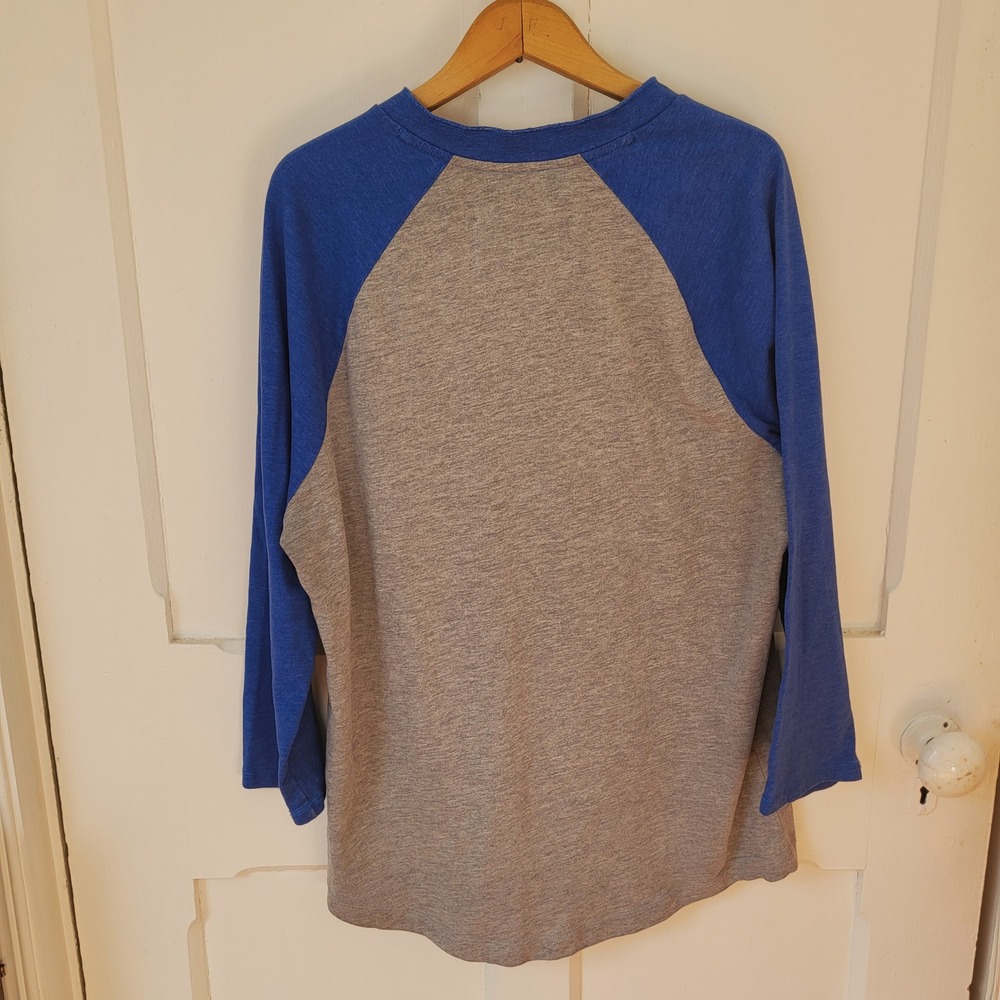 Hollister Y2K Raglan Henley Shirt Blue Grey Long Sleeve Size L - Picture 7 of 9
